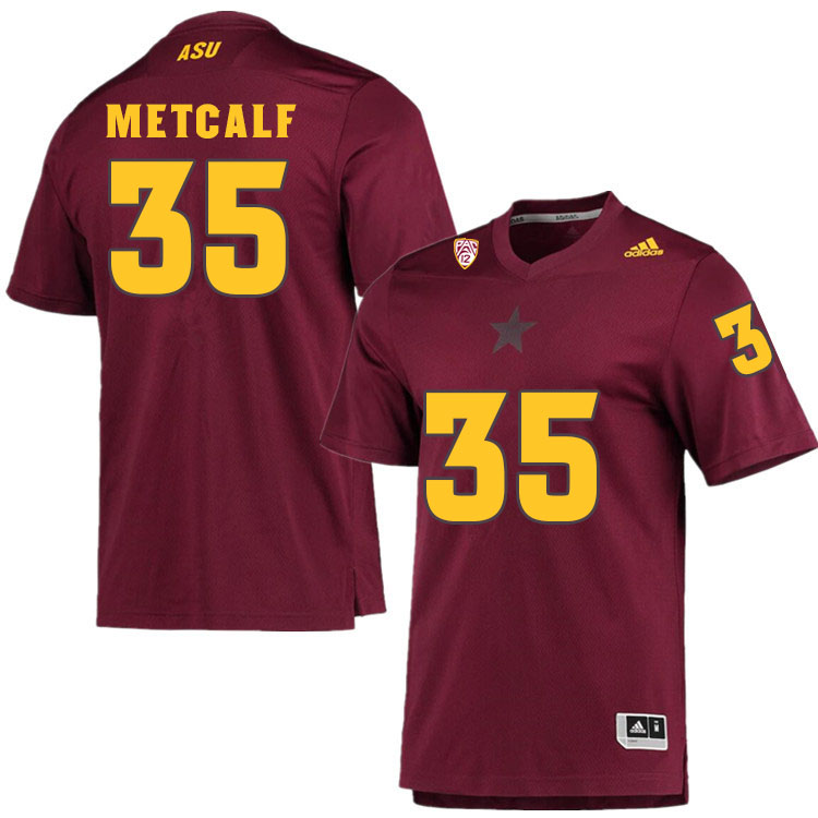 Men #35 Mekhi MetcalfArizona State Sun Devils College Football Jerseys Sale-Maroon